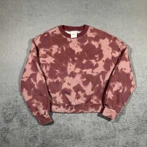 Varley Erwin Sweatshirt Small Deep Rose Tie Dye Pullover Sweater Relaxed #1838